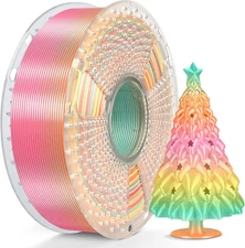 Silk Rainbow PLA Filament, Multicolor Silk 3D Printer Filament 1.75Mm +/- 0.02Mm
