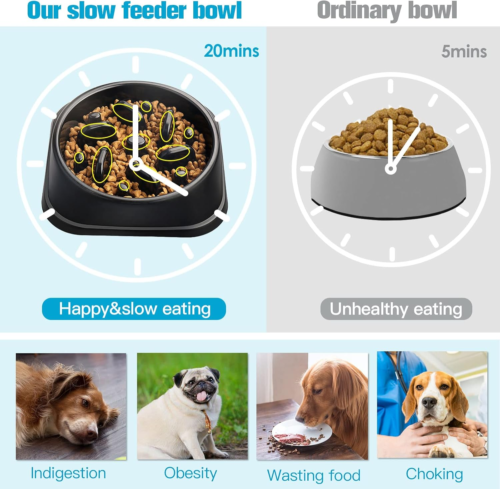 Slow Feeder Small Dog Bowls Anti-Slip Puzzle Bowl Feeder Interactive Bloat Stop - Picture 3 of 7