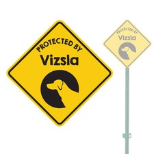 BEWARE OF THE DOG PROTECTED BY VIZSLA HEAVY DUTY ALUMINUM SIGN 11" x 11"