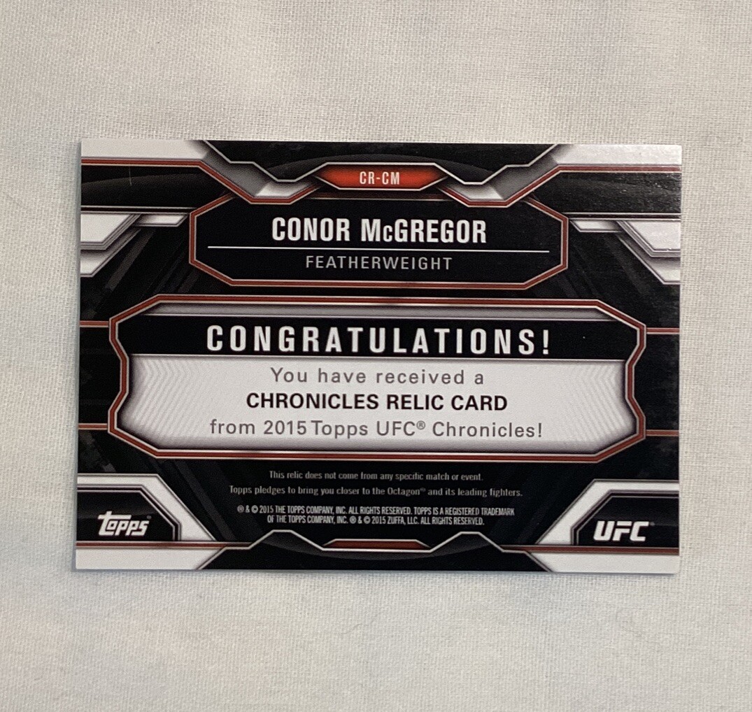 CONOR MCGREGOR 2015 TOPPS UFC MMA RELIC PATCH CARD | eBay