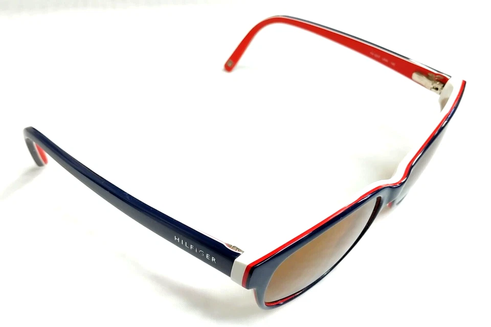 Óculos de sol Tommy Hilfiger TH 1017 UN 140 tons de azul vermelho e branco. - Imagem 3 de 4