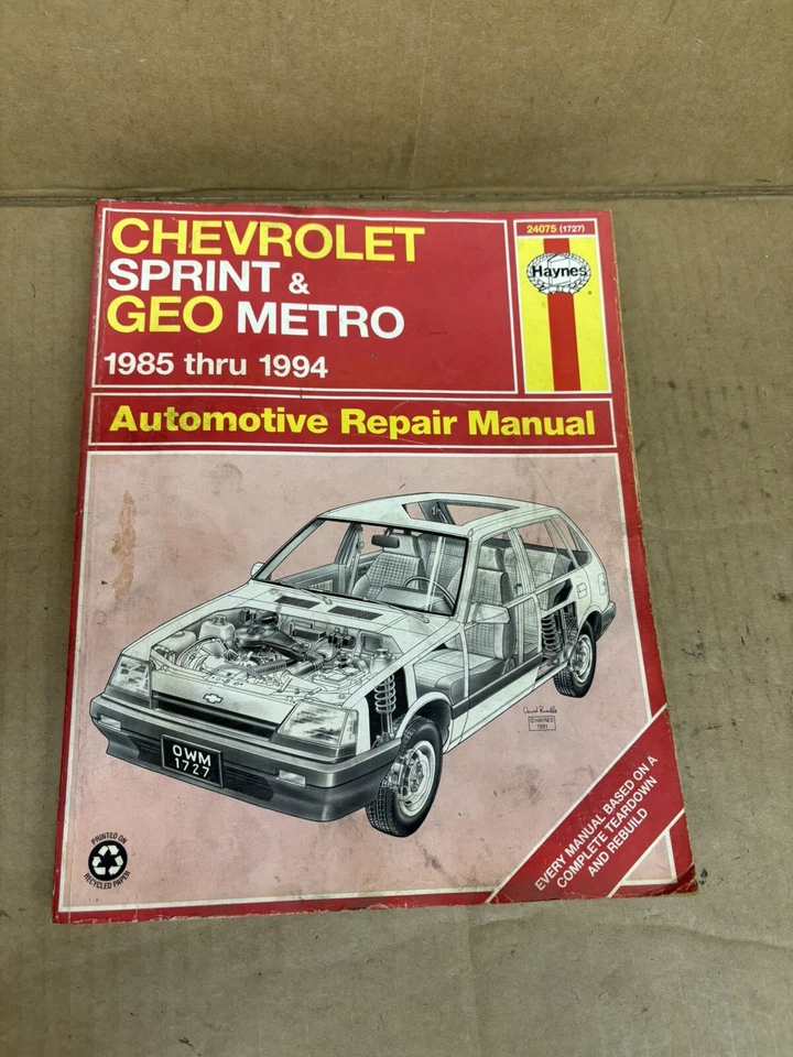 Chevrolet Sprint, Geo & Chevrolet Metro 1985-1994 Haynes repair manual 24075 - Image 2 of 4