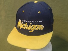 Vintage University Of Michigan Snapback Hat Cap Embroidered Spell Out by Zephyr
