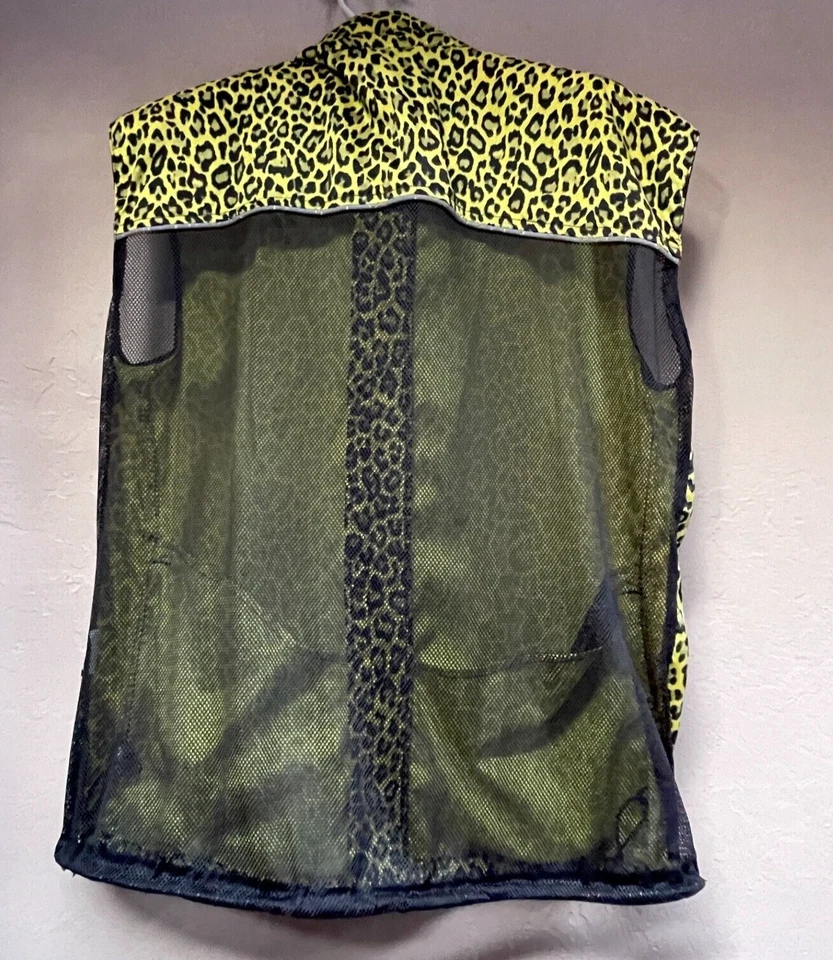 Colete de ciclismo Shebeest amarelo leopardo com zíper jersey malha GG traseira bicicleta leve - Imagem 2 de 4