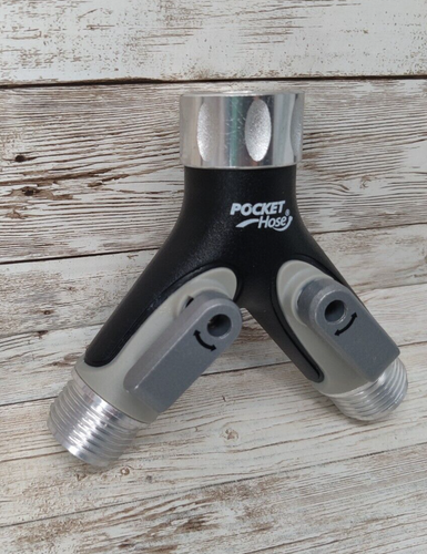Pocket Hose Silver Bullet 2-Way Hose Splitter, Spigot Divider, w/Shut Off Valves - Picture 7 of 10