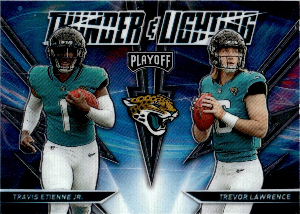 2021 Panini Playoff Thunder & Lightning Blue Travis Etienne Jr./Trevor Lawrence
