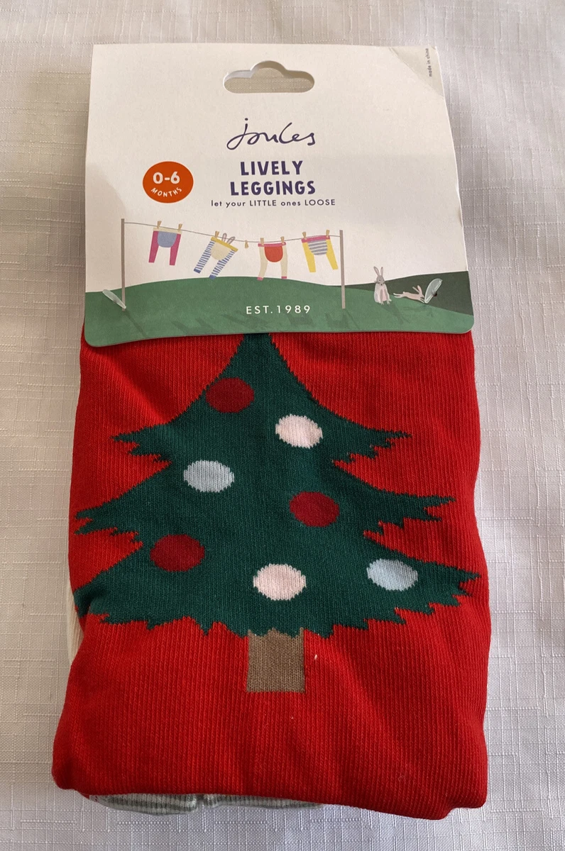 Joules Baby Festive Lively Leggings - Tree & Robin - New Age 0-6 Months