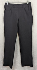 Quince sz PM Ponte Knit Pants black elastic waist stretchy 0798