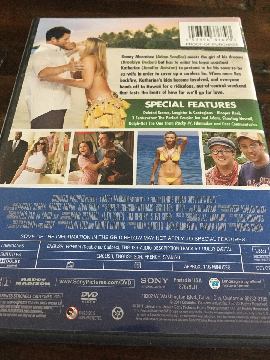 Just Go With It DVD Adam Sandler Jennifer Aniston Brooklyn Decker  43396376793 | eBay