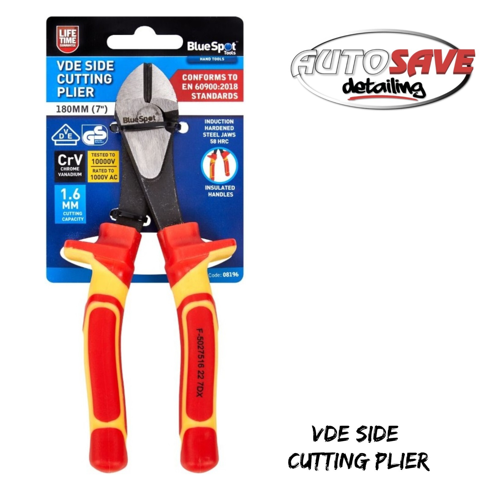 BlueSpot - 180mm (7"") VDE Side Cutting Plier