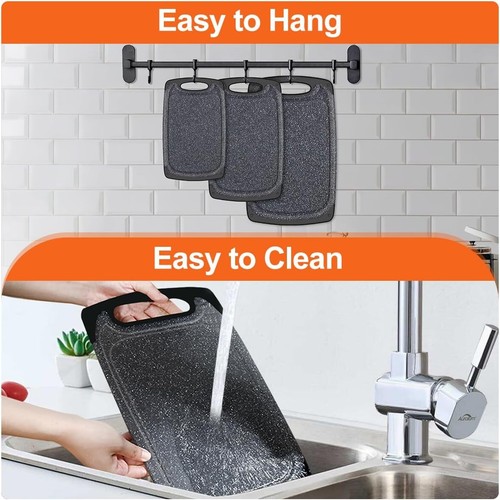 Kitchen Cutting Board Set 3 Professional Dishwasher Safe Juice Grooves & Handle - Picture 4 of 11