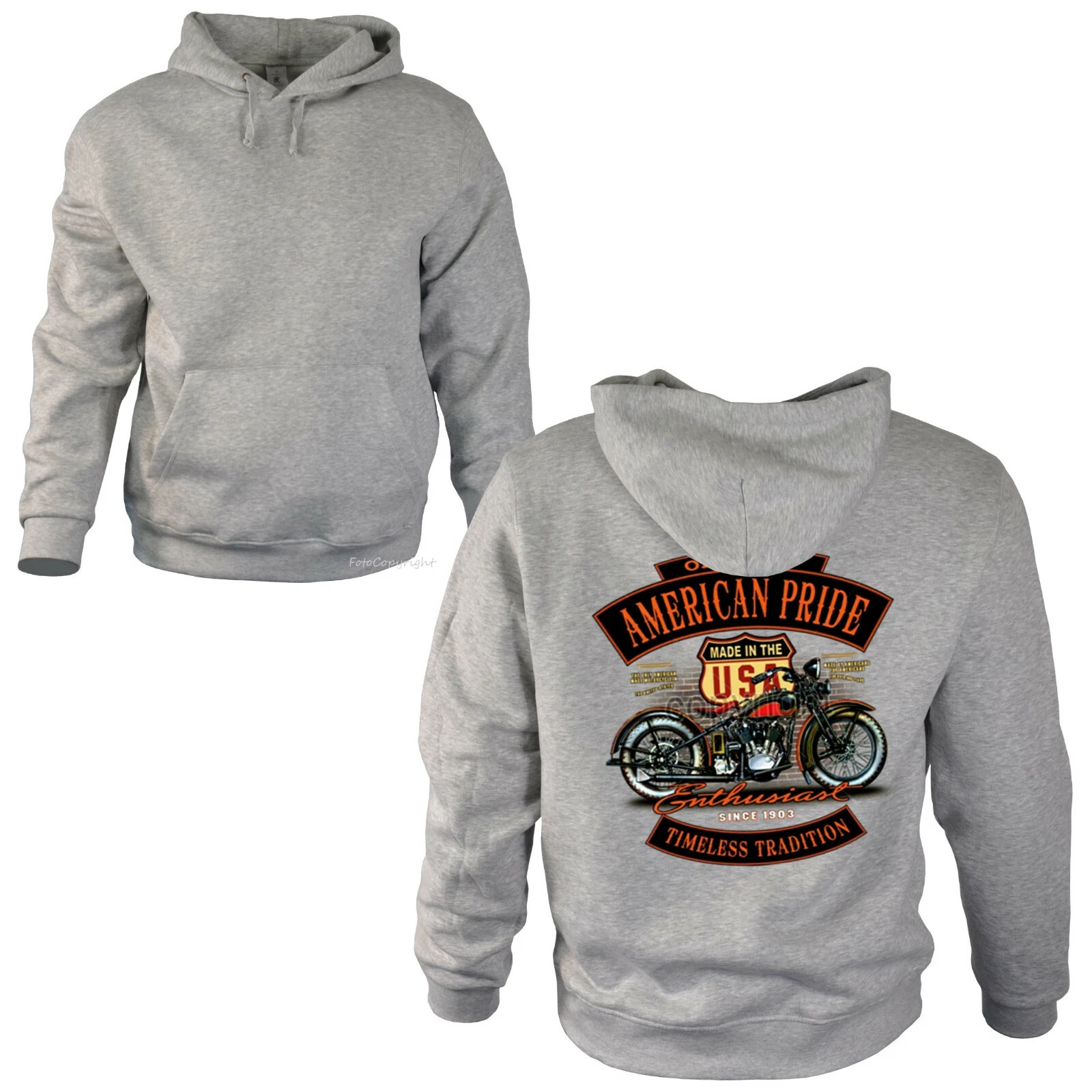 SACAI Felpa da motociclista felpa con cappuccio classica moto felpa con cappuccio *4260 ash