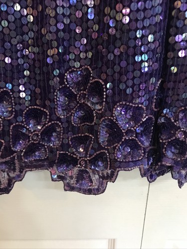 Lawrence Kazar Women’s Evening Top Vtg Beads Sequins Embellish Purple 1980s Sz M - Picture 5 of 11