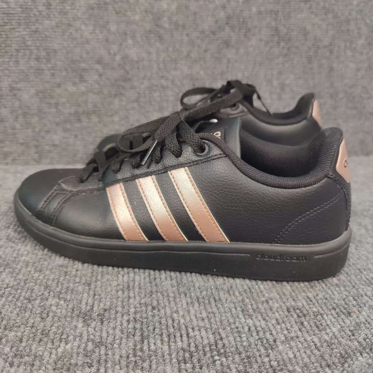 Adidas Neo Womens Sneakers Size 7 Black Rose Gold Copper Kettle Cloudfoam Shoes