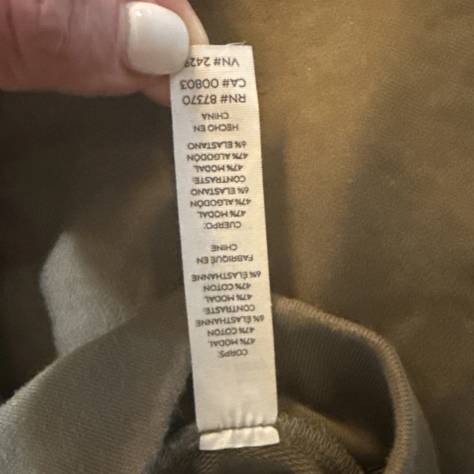 Camiseta sin mangas corta Alo Yoga Move verde oliva cuello falso salón atlético felpa francesa S Foto 3 de 4