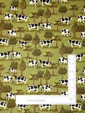 Farm Cow Animals Fabric Down On The Farm Green Cotton Windham By Yard