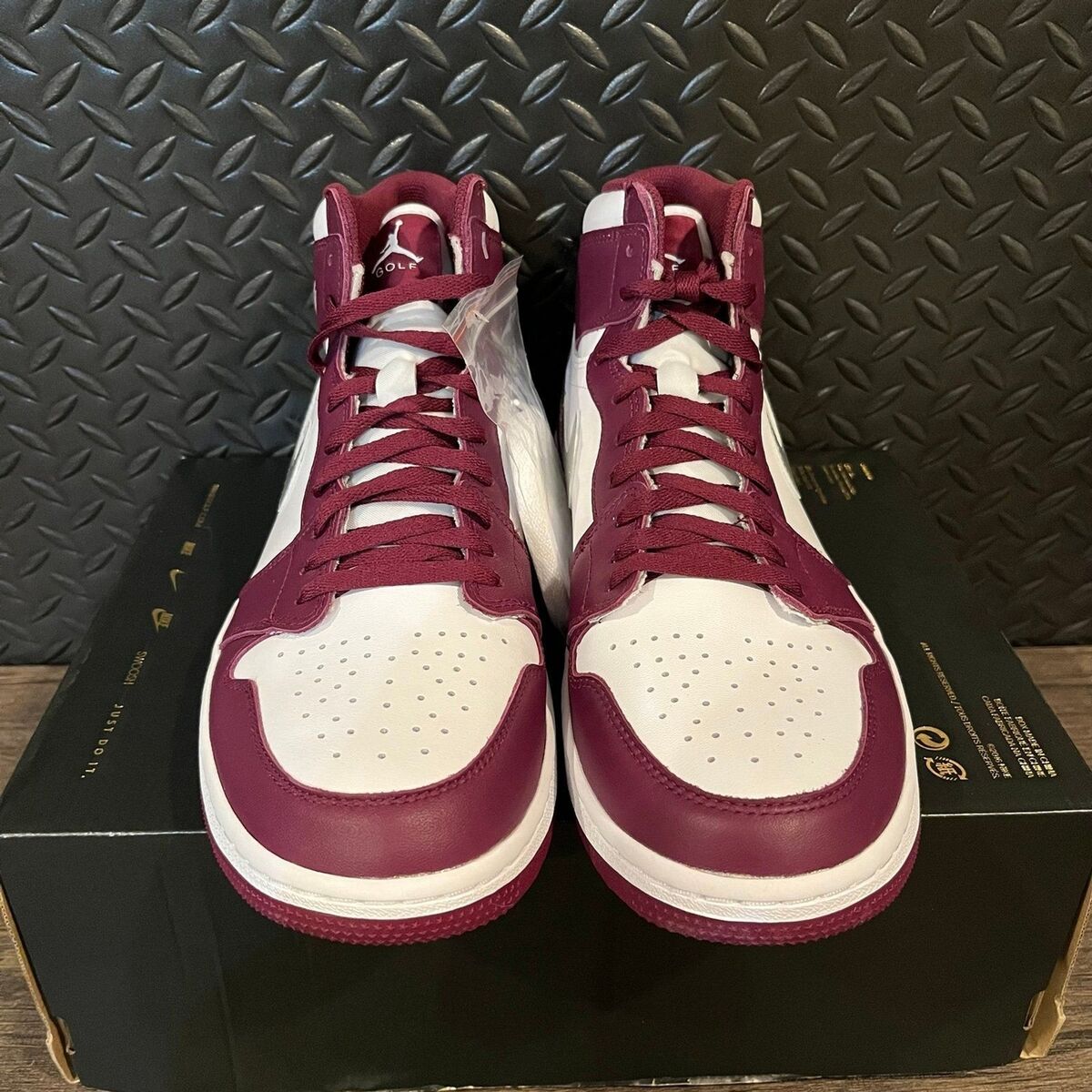 NEW Nike Air Jordan 1 High G Golf Shoes Bordeaux White Size NEW Nike Air Jordan 1 High G Golf Shoes Bordeaux White Size