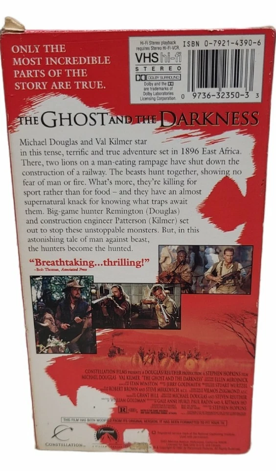 The Ghost and the Darkness (VHS, 1997) Vintage Action Movie - Image 3 of 3
