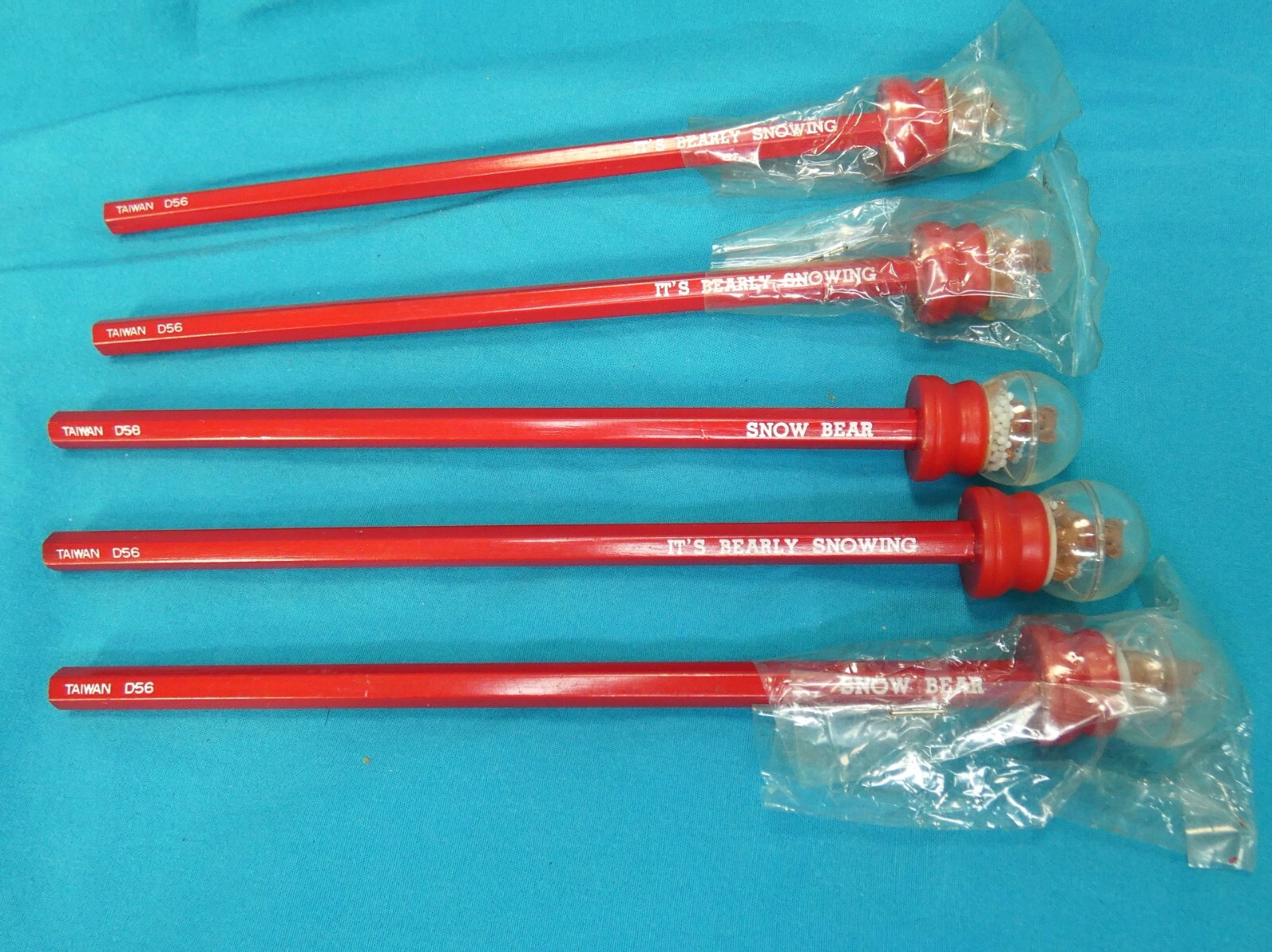 Vintage Pencils Bear Snow Globe Lot Of 5 Snow Shakers-image