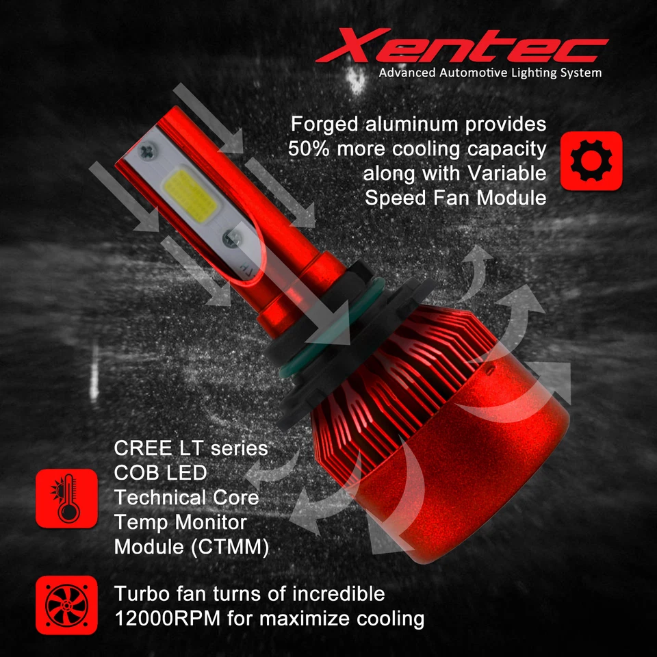 Xentec 120W 12800lm LED Kit Lights Bulbs color 6K 6000K for H8 H9 H11 size HID - Image 2 of 4