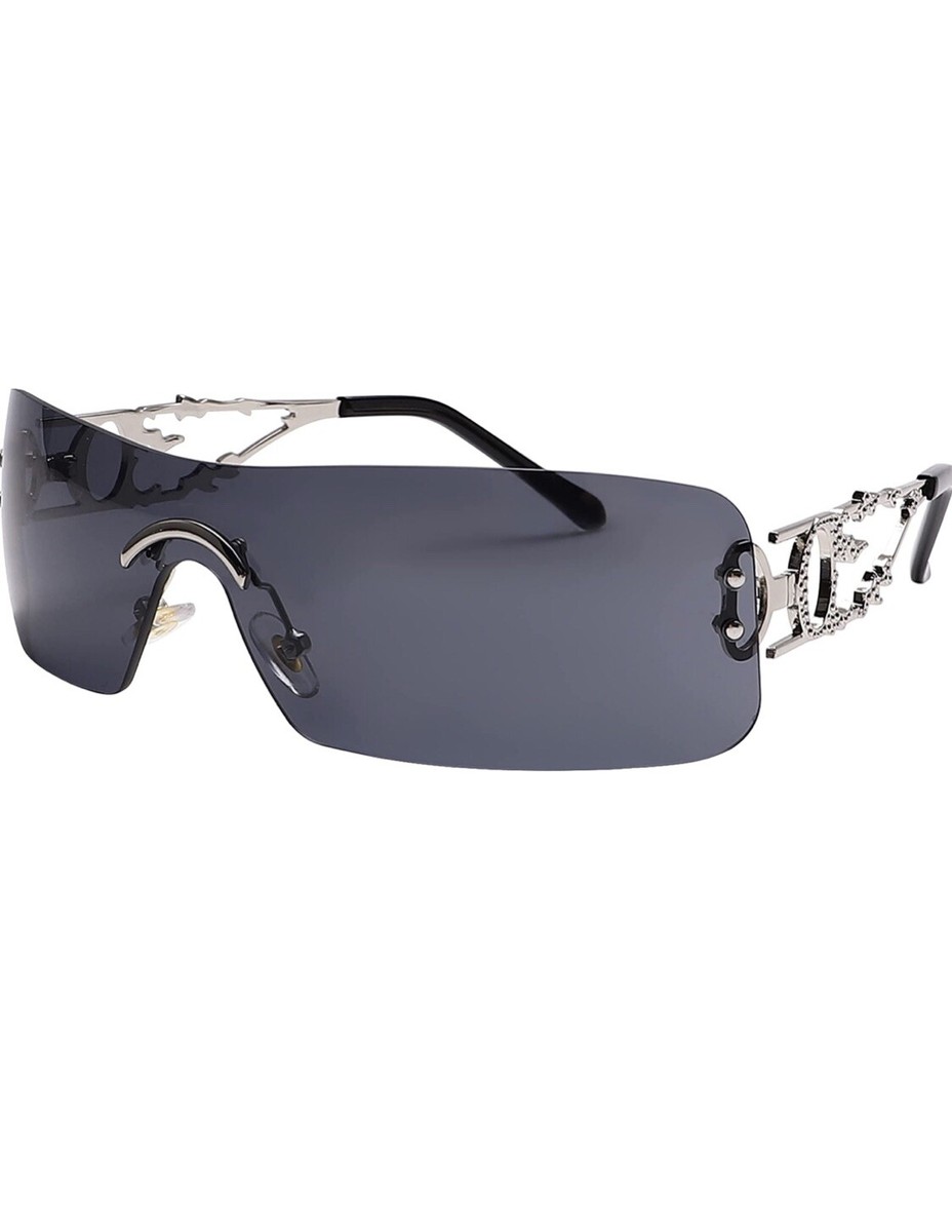 Y2K Rimless Sunglasses Flame Metal Frame UV400 Protection Unisex 3 Pcs Y2K Rimless Sunglasses Women Men, Y2k Glasses Trendy  main image 4