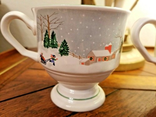 Rare SANGO "SILENT NIGHT" Christmas Footed Coffee/Tea/Eggnog Cups Set of Two (2) - Picture 5 of 11