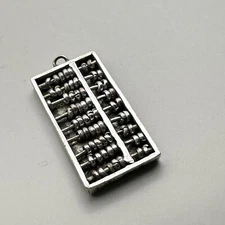 Abacus Small Pendant Beads Counting Frame Sterling Silver Math Calculating Tool