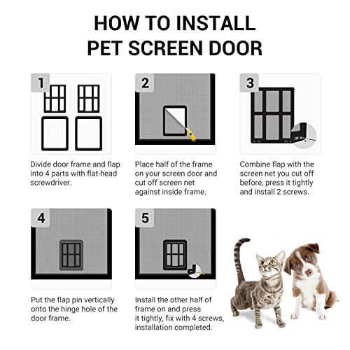Doggie Door for Screen Door, Pet Door for Small Dog Cat Screen Door for