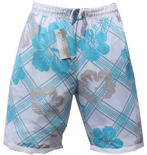 HERREN DAMEN BERMUDA BADESHORTS BADEHOSE PANTS Weiß Blau in L - Bild 2 von 6