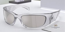 PRADA PR A19S 12R2B0 Transparent Grey Grey Mirror Silver 60 mm Men's Sunglasses