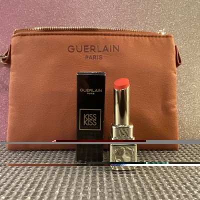 Guerlain  2 Teiliges Set Lippenstift Peach Kiss Und Braunes Kosmetiktäschchen