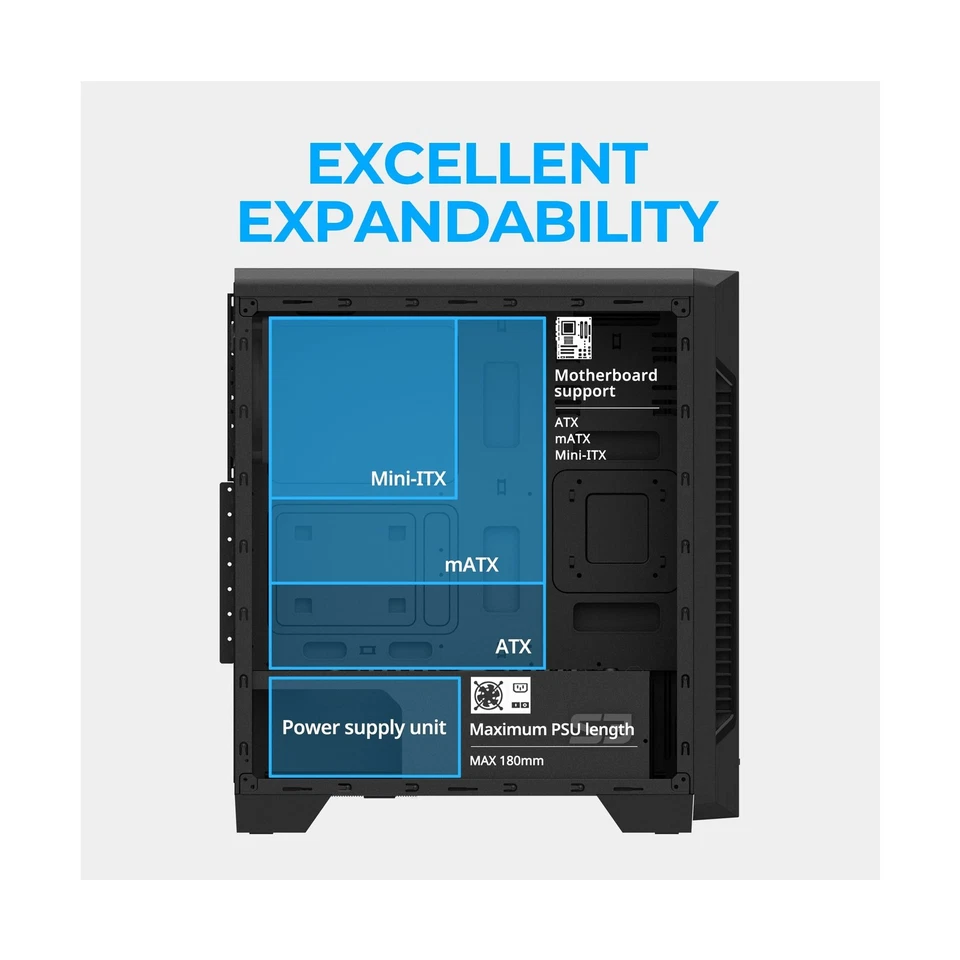 Zalman - S3 - ATX Mid-Tower PC Case - Full Acrylic Side Panel - 3x Case Fan 1... - Image 4 of 4