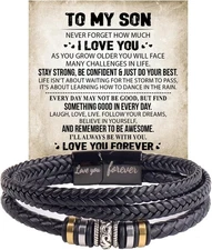 To My Son Gift for Son Bracelet Love from Mom, Dad Forever Birthday, Graduation
