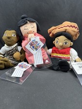 VTG Disney It  s A Small World Bean Bag Plush Lot of 3 New Sealed Tags Collectors