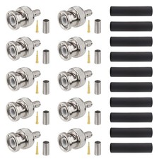 BNC Male Crimp Connector, BNC Q9 Male Plug Crimp Connector for RG8X LMR240 4D...