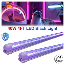 24 Pack 48 inch UV Led Black Light Bar 4FT T8 Integrated Led Tube 40W DJ Stage