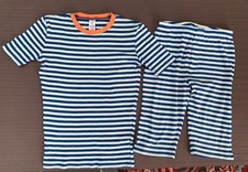 MINI BODEN BOYS Snug COSY John Short PYJAMAS SET blue STRIPES size 14y 14