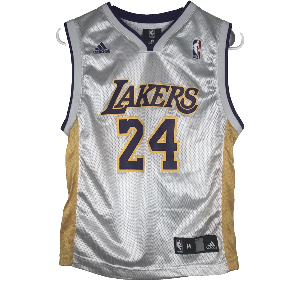 Camiseta Adidas Jovem Kobe Bryant Los Angeles Lakers #24 Branca Tamanho Médio - Imagem 3 de 4