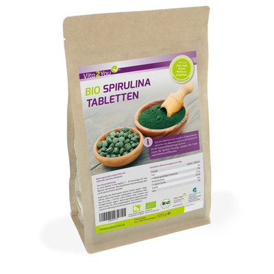 Vita2You Bio Spirulina, ökologischem Anbau 400mg, 1250 Tabletten, 500g