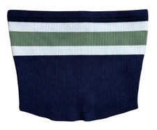 Edikted Women’s Y2K Tube Top Ribbed Knit Blue Green White Striped Size Small