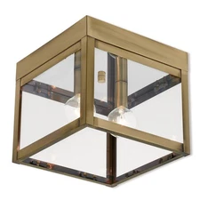 Livex Lighting 20588-01 Nyack 2 Light 8 inch Antique Brass Outdoor Ceiling Mount