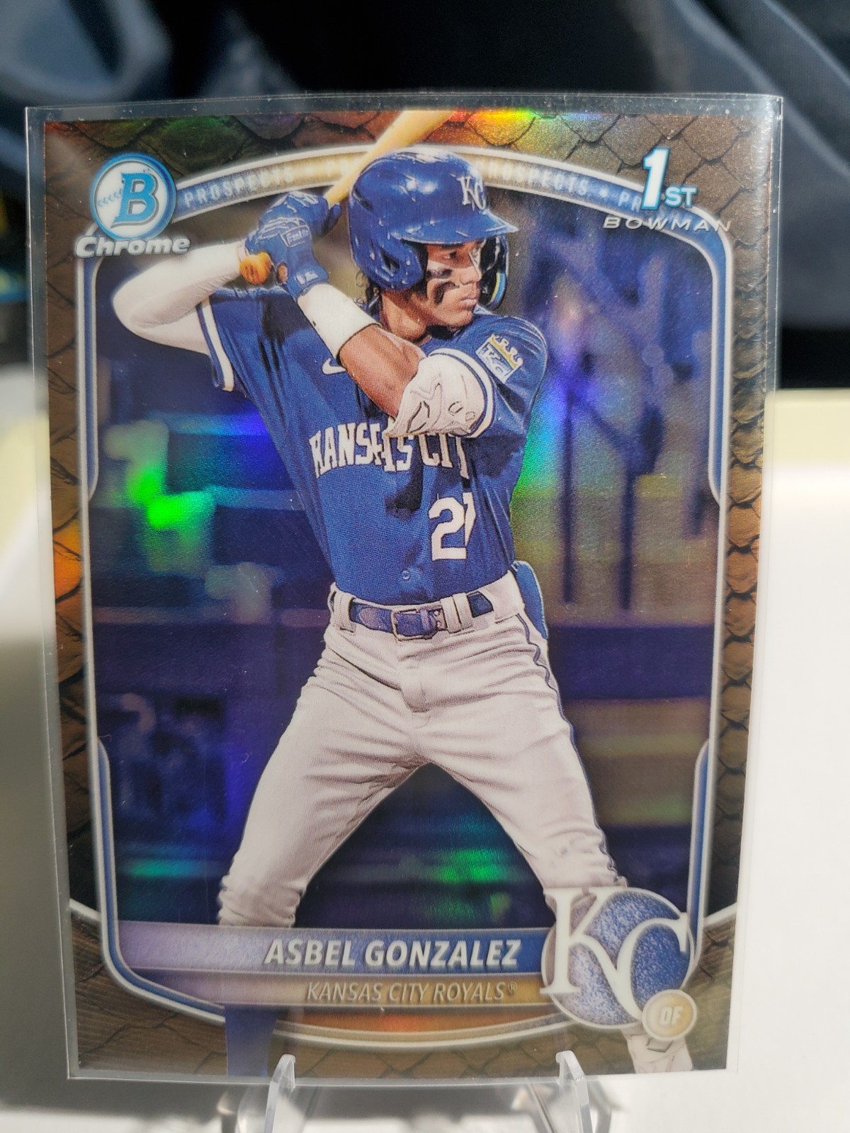 2025 Bowman Chrome 1st Prospects Asbel Gonzalez #BCP-4 Reptilian Refractor (RC)