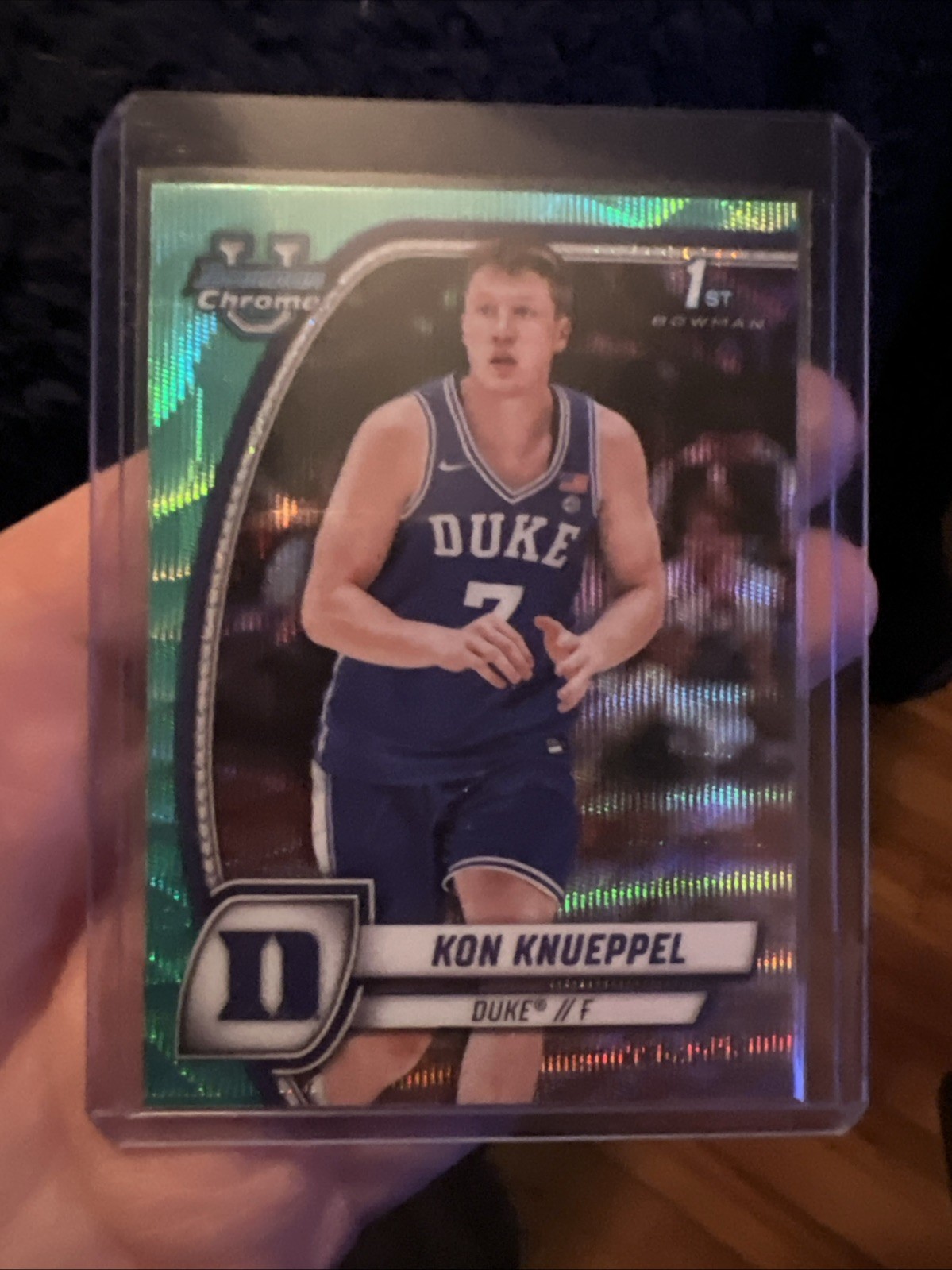 2024-25 Bowman University Chrome Kon Knueppel #48 Aqua Wave Refractor /299 (RC)