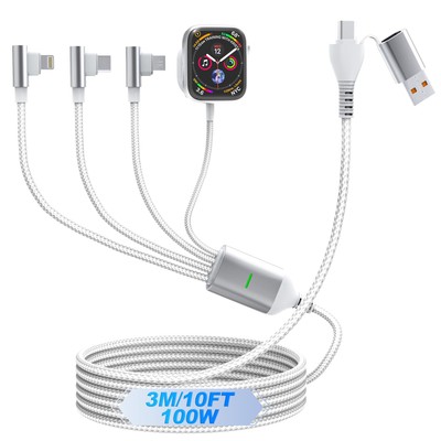 4 in 1 Multi Charging Cable for iPhone & Apple Watch, 100W USB C Fast Chargin...