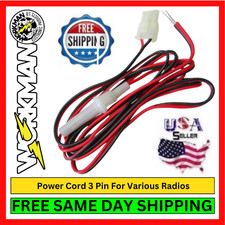 Workman CB3XS 3-Pin Power Cord 16 AWG Wire 2 Amp Fuse For Cobra X19 For Radios