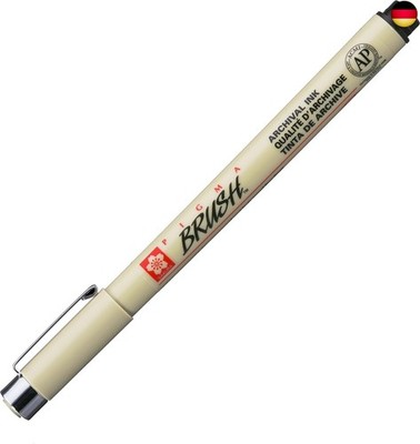 Sakura Pigma BRUSH Pinselstift SCHWARZ (#49), Pigmentmarker mit Pinselspitze, 1
