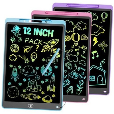 3 Pack 12 Inch LCD Writing Tablet, Colorful Drawing Tablet for Kids, Eye Care
