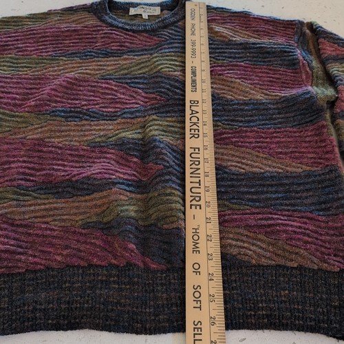 Vintage Mondo Di Marco Sweater Medium 90s Mohair Wool Abstract Geometric Italy - Afbeelding 7 van 13