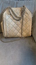 STELLA McCARTNEY Falabella Quilted Studded 2Way Shoulder Tote Bag Gray Leather