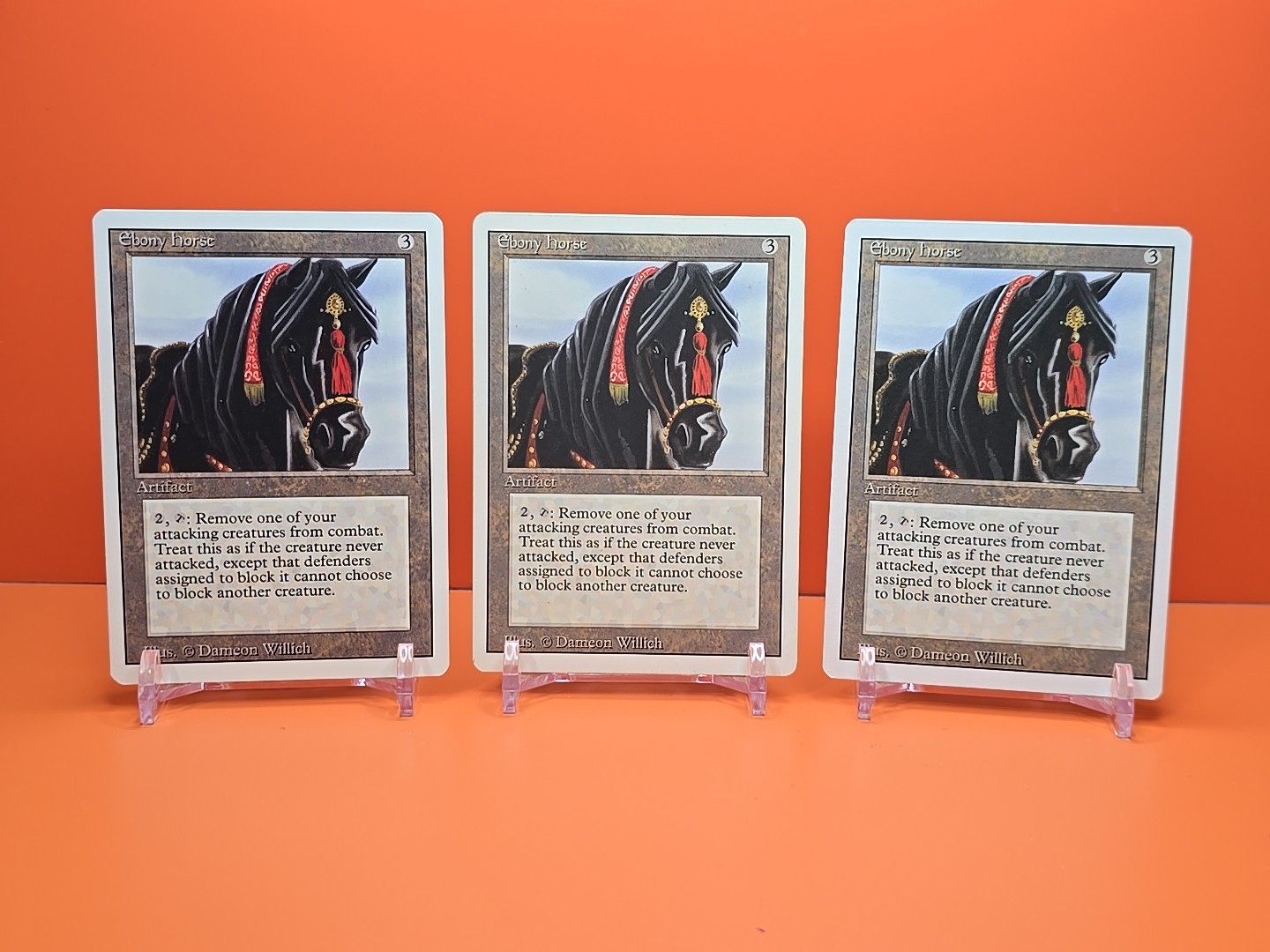 🟤🟤🟤 (3) 1994 Magic The Gathering EBONY HORSE REVISED 3RD EDITION PLAYED 🟤🟤